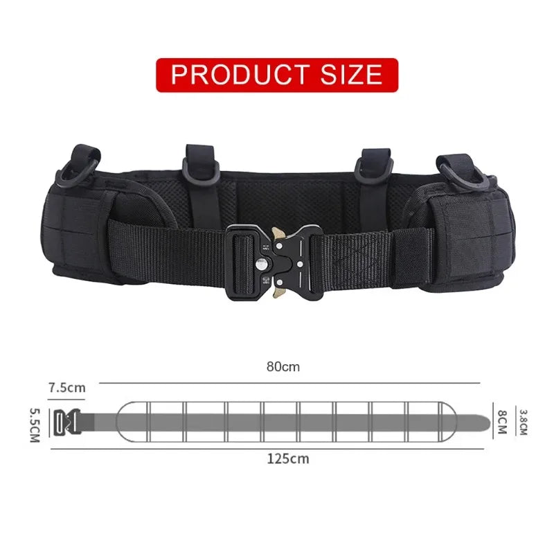 Outdoor Tactical Belt with Waist Pack - Multifunctional MOLLE Design Canvas & Nylon Material Padded Waist for Training/Camping