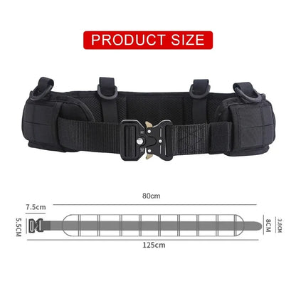 Outdoor Tactical Belt with Waist Pack - Multifunctional MOLLE Design Canvas & Nylon Material Padded Waist for Training/Camping
