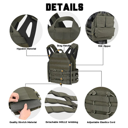 KRYDEX 500D Tactical Vest with Zip-on Backpack Bag MOLLE JPC 2 Plate Carrier for Men Hunting Combat Airsoft Paintball