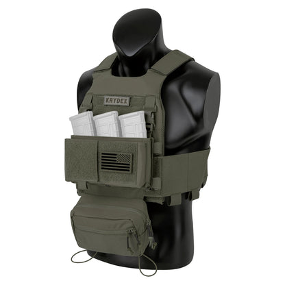 KRYDEX Tactical Men Vest Hunting Low Vis FCS Slickster Plate Carrier with MK3 Chassis Mag Pouch Dump Pouch PaintballGear