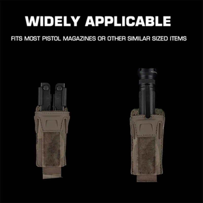 Multi-Purpose MOLLE Pouch Elastic 9mm Mag Flashlight Pepper Spray Holder Lightweight Camo Storage for Hunting Airsoft Belt Vest