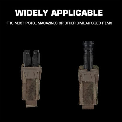 Multi-Purpose MOLLE Pouch Elastic 9mm Mag Flashlight Pepper Spray Holder Lightweight Camo Storage for Hunting Airsoft Belt Vest