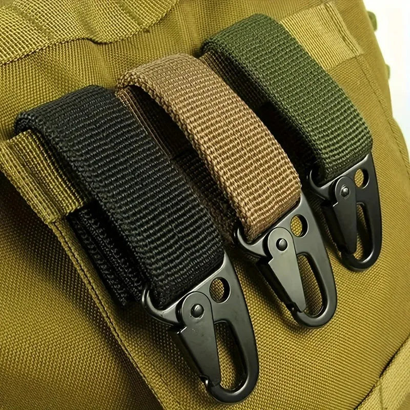 3pieces Tactical Nylon Webbing Buckle Carabiner Molle Belt Clip Key Buckle, Suitable for Outdoor Sports