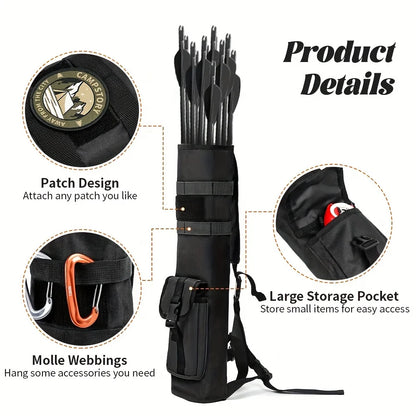 Tactical Arrows Bag Archery Lightweight Back Arrow Quiver Dual Use Fold Compact Hip  with Molle System Pocket Hanged for Hunt