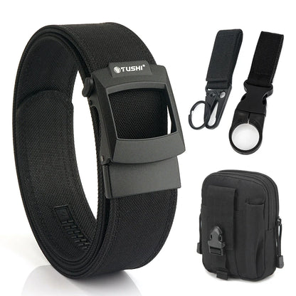 HSSEE 4.3cm Military Tactical Belt for Men Metal Automatic Buckle Thick Nylon Outdoor Hunting IPSC Gun Belt Casual Girdle Male