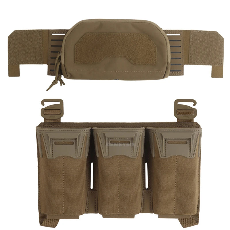 Tactical Admin Pouch with Multi-caliber 5.56 9mm Triple Mag Pouch MOLLE Front Placard System 2nd Layer Airsoft Pouches