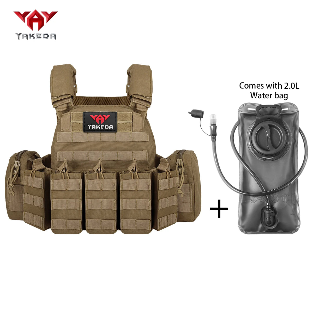 YAKEDAMOLLE Modular Hunting Tank Top, Comes with 2L Soft Water Bag, Adjustable Shoulder Strap with Multiple Device Bags