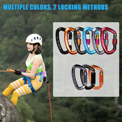 1pcs 25KN Professional Safety Carabiner D Shape Key Hooks Aluminum Climbing Security Master Lock Outdoor Ascend Camping Tools
