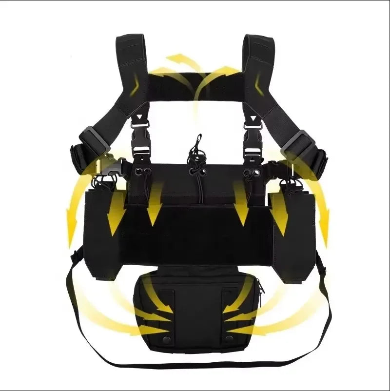 YAKEDA Tactical Chest Rig 1000D Laser-Cut Multifunctional Adjustable Tactical Outdoor Vest with Mag Pouches