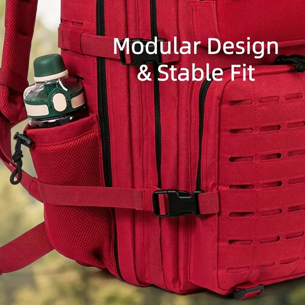 45L Large Capacity Tactical Hunting Backpack For Men With MOLLE Webbing System Dual Cup Holders Outdoor Survival Hiking Camping Rucksack For Wilderness Trip Travel Daily Work Commute Outdoor Camping Activities Gear Storage Backpack