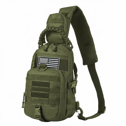 Single shoulder chest bag, widened and thickened shoulder pad, MOLLE system, multi hanging point design, woven handle