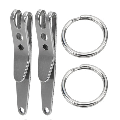 2Pc Outdoor Belt Clip Stainless Steel Suspension Pocket Clip Key Holder with Keychain Mini Suspension Clips Keychain Pocket Clip