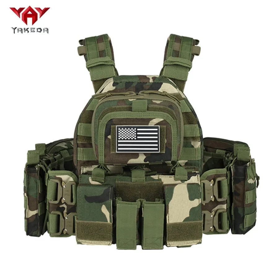 YAKEDA (with American flag) outdoor MOLLE mounted multi-functional vest equipment training snake buckle chest hanging bellyband