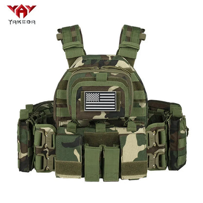 YAKEDA (with American flag) outdoor MOLLE mounted multi-functional vest equipment training snake buckle chest hanging bellyband