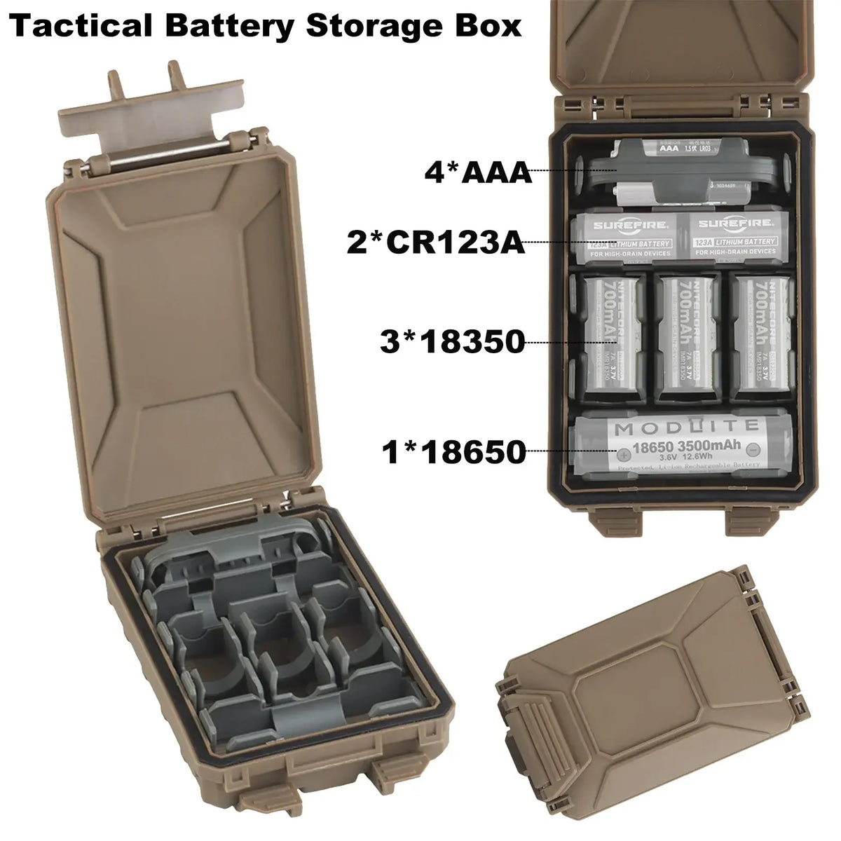 LAMBUL Battery Storage Box Tactical Case for AAA 18650 18350 CR123A CR2032 MOLLE Vest Modular Mag Pouch Waterproof