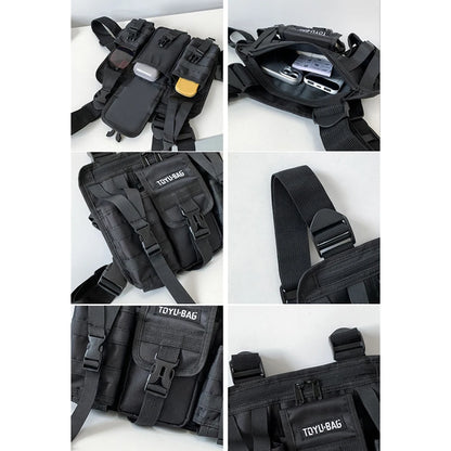 Molle Shoulder Vest Bags Oxford Cloth Vest Chest Bags Adjustable Multiple Pockets Lightweight for Hiking Travel Cycling
