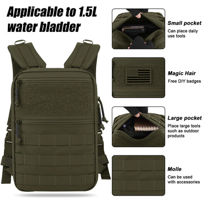 KRYDEX Tactical Hydration Pack 1.5L 50oz Water Bladder Carrier MOLLE for Vest Hydro Backpack Outdoor Travel Camping Accessories