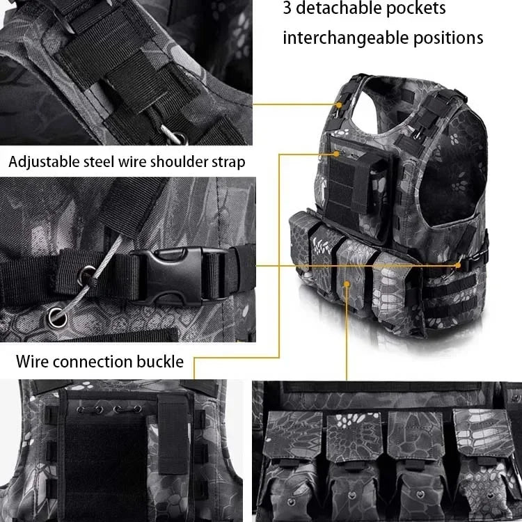Adjustable Molle Tactical Vest Security Combat Body Vests Security Hunting Clothes Outdoor CS Game Airsoft Training Jacket