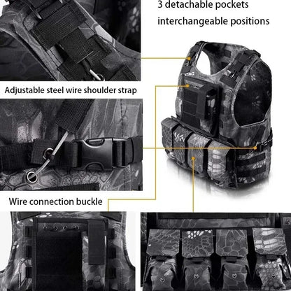 Adjustable Molle Tactical Vest Security Combat Body Vests Security Hunting Clothes Outdoor CS Game Airsoft Training Jacket