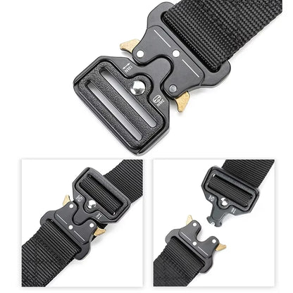 Men's Tactical Belt  Quick Release Belts Outdoor Nylon Military Camouflage Oxford Cloth Wide Waist Belt Hiking EDC Accessories