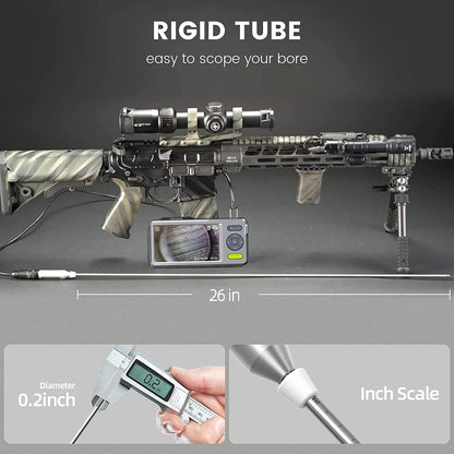 Teslong Rigid Borescopes with 5" Monitor, 26'' Rod Video Inspection Camera Hunting Bore Cam Cleaning-Fits .20 Caliber & Larger