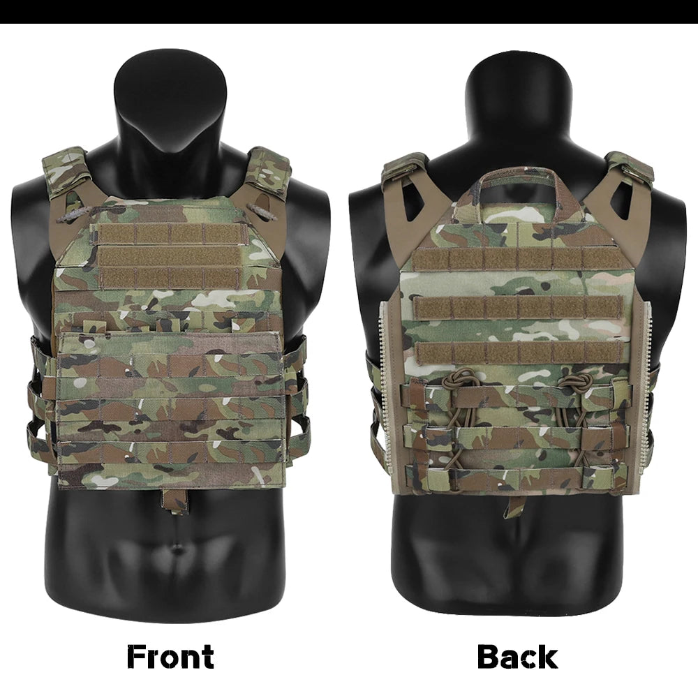 KRYDEX Tactical MOLLE Vest 500D Nylon JPC 2 Jumper Plate Carrier with Front Flap Panel Hunting Paintball Plate Carrier