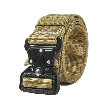 Men's Hunting Belt Quick Release Alloy Buckle Outdoor Sports Hiking Camping Belt Durable Waist Belt for Adventure Activities