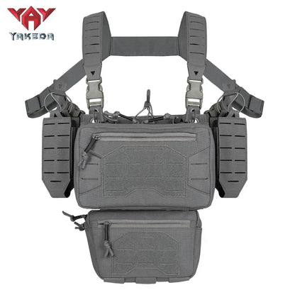 YAKEDA Tactical Chest Rig 1000D Laser-Cut Multifunctional Adjustable Tactical Outdoor Vest with Mag Pouches