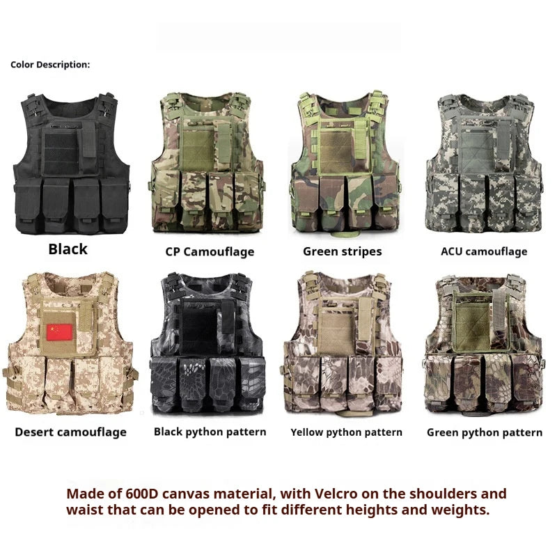 Kids Tactical Vest, Canvas Children's Molle Combat Vest for Outdoor CS Game, Cosplay & Role Play