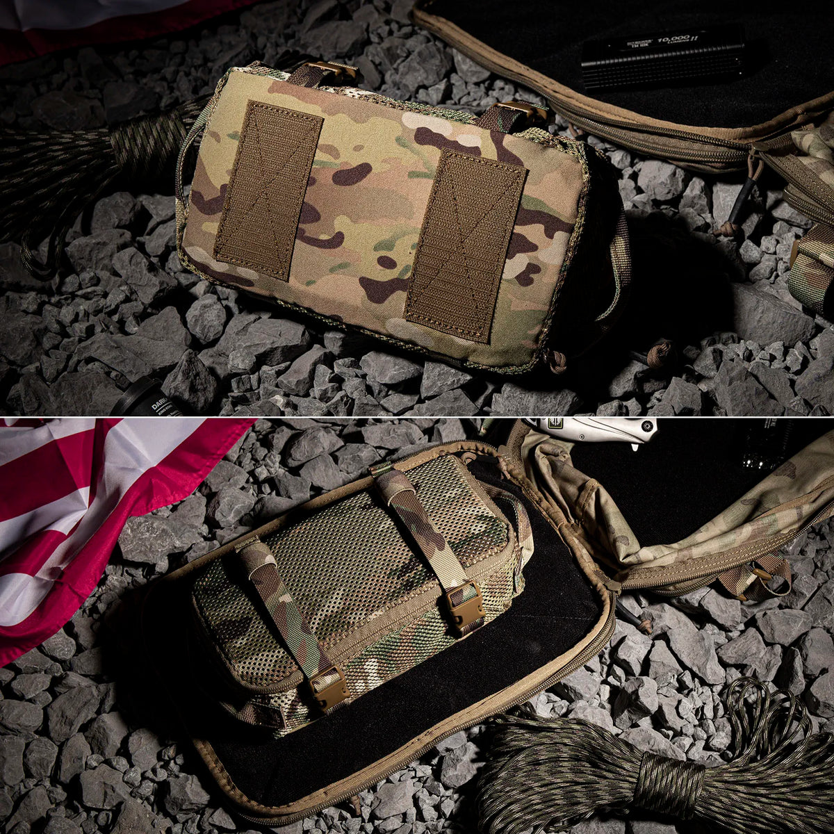 KRYDEX Tactical 3PCS Modular Mesh Pouch Set Outdoor Backpack Organizer Travel Suitcase Storage Bag Packing Cubes Hunting Gear