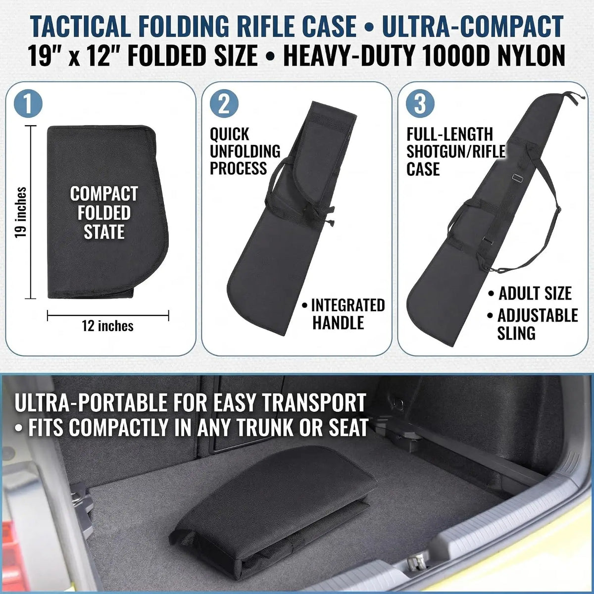 125cm Soft Gun Case Rifle Bag Hunting Gun Carry Cover Tactical Shotgun Case with 2.65" Ultra-Thick Padding Long Gun Backpack
