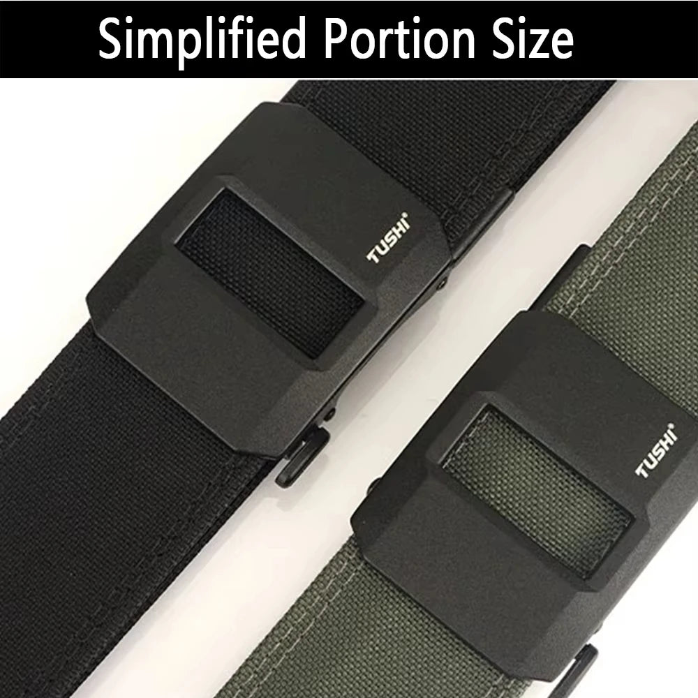 TUSHI Brand 4.3CM Wide Double-layer Reinforced Automatic Buckle Training Quick Hanging Pistol Belt Mens Nylon Outdoor Leisure