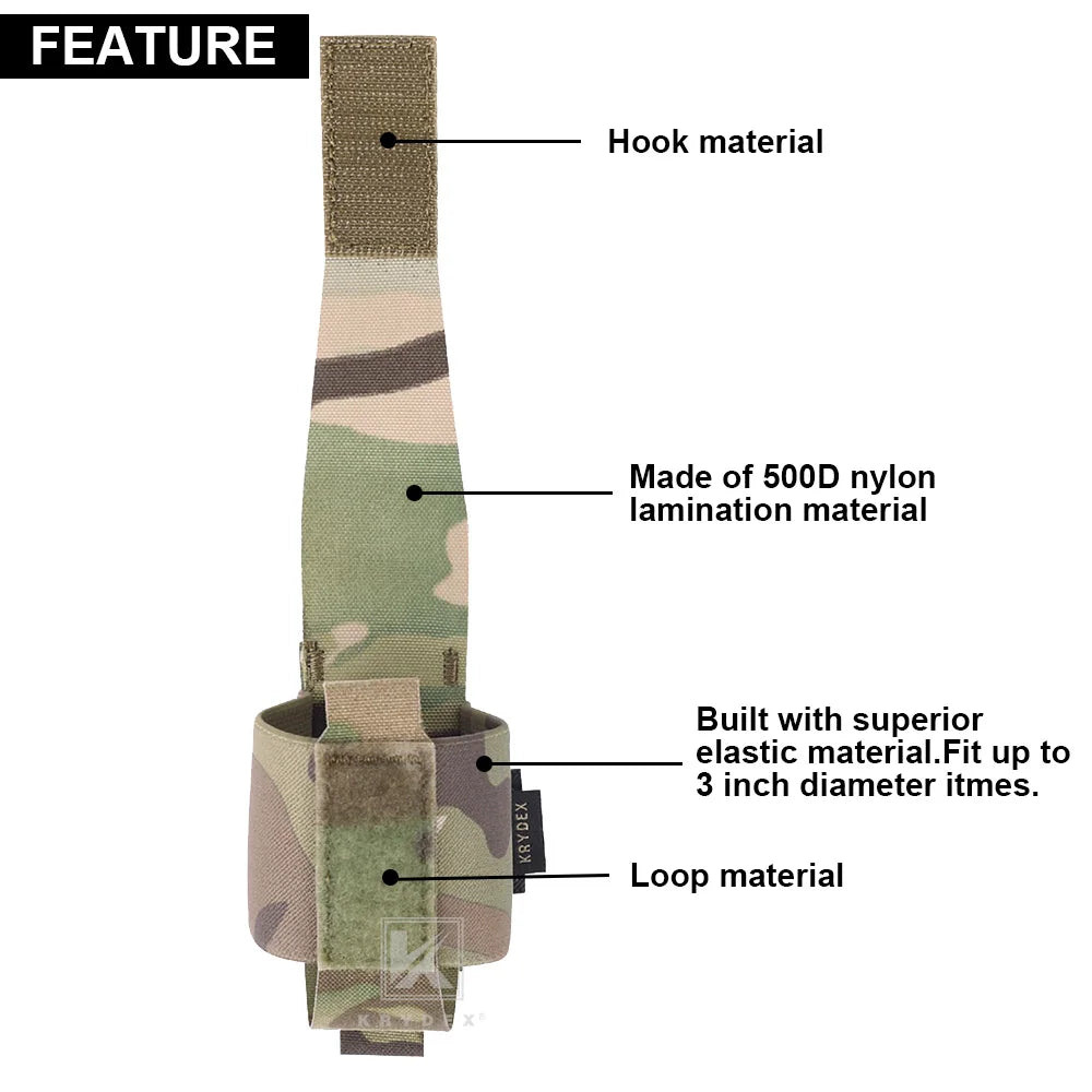 KRYDEX Tactical Elastic Frag Grenade Pouch, Waist Belt Bag, Small MOLLE Pouch Combat Hunting Outdoor Vest Belt Accessories