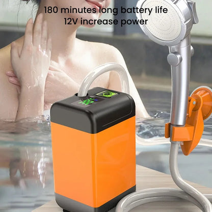 Portable Outdoor Camping Shower with Digital Display Temperature, 7800mAh Electric Shower for Garden Car Washing Pet