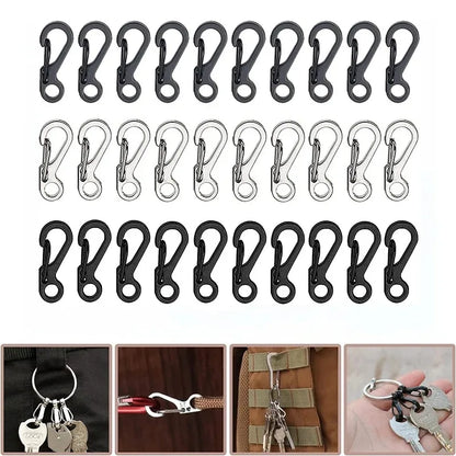 20Pcs Mini Carabiners Set Outdoor EDC Rope Spring Clasps Keychain Camping Hooks Paracord Clips Tactical Survival Buckle