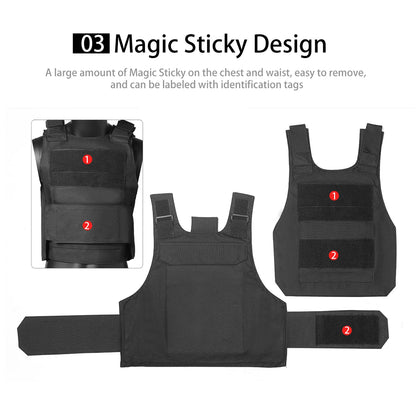 Hunting vest with widened Velcro adjustable shoulder straps and waistband, made of durable and wear-resistant fabric