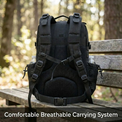 45L Large Tactical Hunting Backpack Shooting Rucksack with Dual Water Bottle Holders Outdoor Camo Hunting Gear Storage Backpack Survival Equipment Bag for Wild Shooting Hunting Trip Hiking Trekking Travel Sports EDC Daily Use Unisex Hunter Daypack