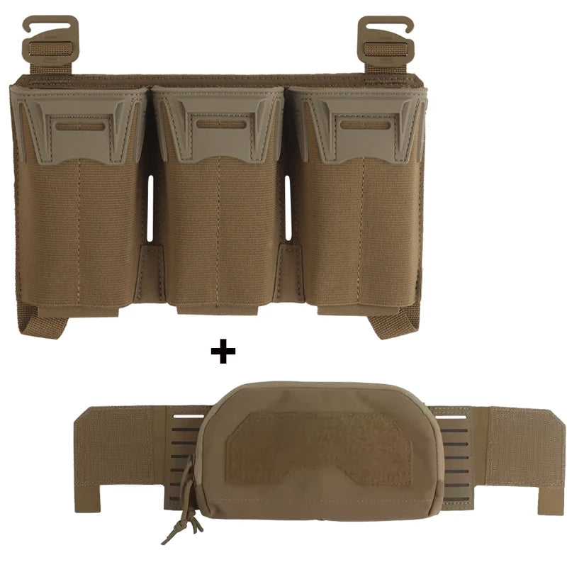 Tactical K-Zero Plate Carrier MOLLE Front Storage BagMulti-Caliber 556 9MM Triple Mag Pouch And Outer Layer Admin Pouch