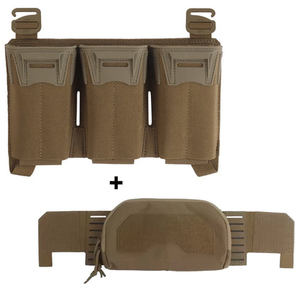 Tactical K-Zero Plate Carrier MOLLE Front Storage BagMulti-Caliber 556 9MM Triple Mag Pouch And Outer Layer Admin Pouch