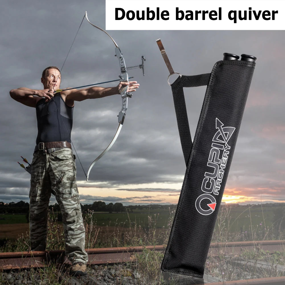 Double Tube Arrow Quiver Bag Portable Waist Hanging Archery Arrows Holder Pouch for Oudoor Hunting Accessories