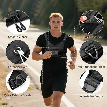 Sports Chest Bag with Pistol Gun Holster Lightweight Front Chest Pack Gun Storage Bag Running Vest Bag Outdoor EDC Tool Bag