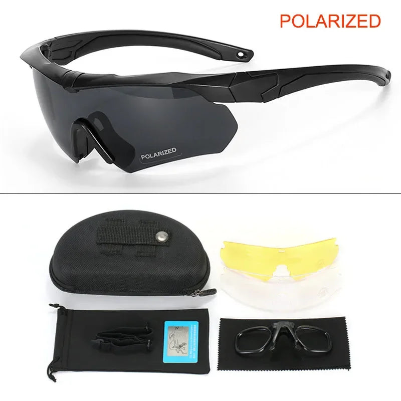 Tactical Goggles CS Airsoft Windproof Army Shooting Polarized Glasses HD 3 Lens Motorcycle Cycling Outdoor Safe Glasses