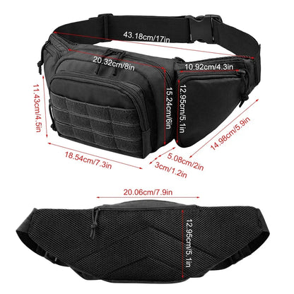 Tactical Pistol Bag Chest Waist Handgun Bag Holster Gun Fanny Pack with Magazine Pouch Holder for GL 17 19 Beretta M9 SIG
