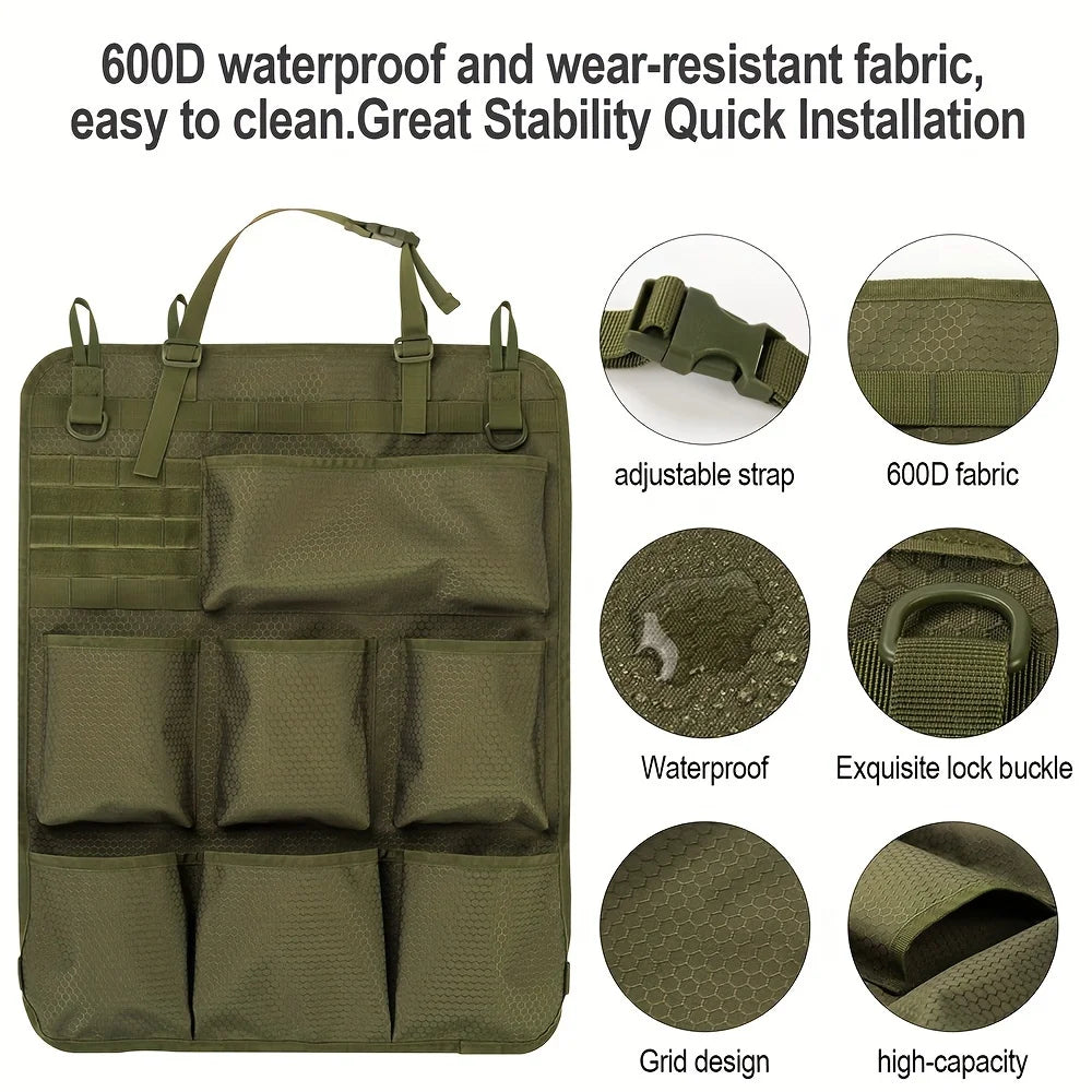Tactical Camouflage Car Seat Backrest Storage Bag Hanging Organizer Vehicle Interior Accessory Space Saver Hanging Pouch
