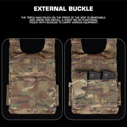 Tactical OTB LV119 Vest Quick Release Cummerbund with Triple 5.56 Mag Pouch Airsoft Hunting Vest Rear Overt Plate Bag