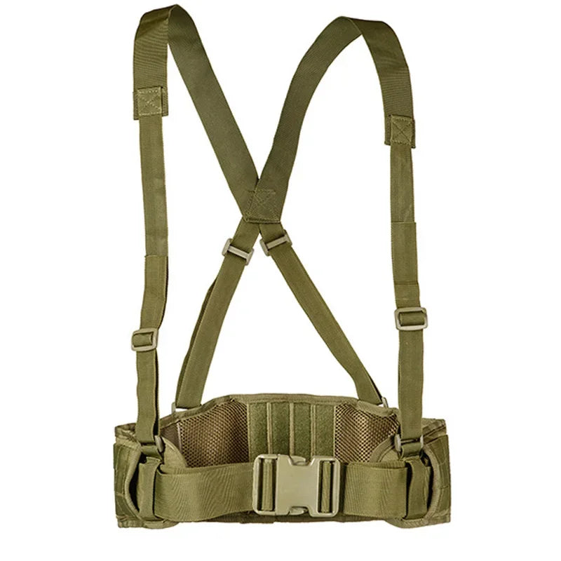 Tactical Molle Waist Belt Vest H-shaped Men Waist Girdle With Shoulder Strap Soft Padded Hunting Adjustable Belt Vest