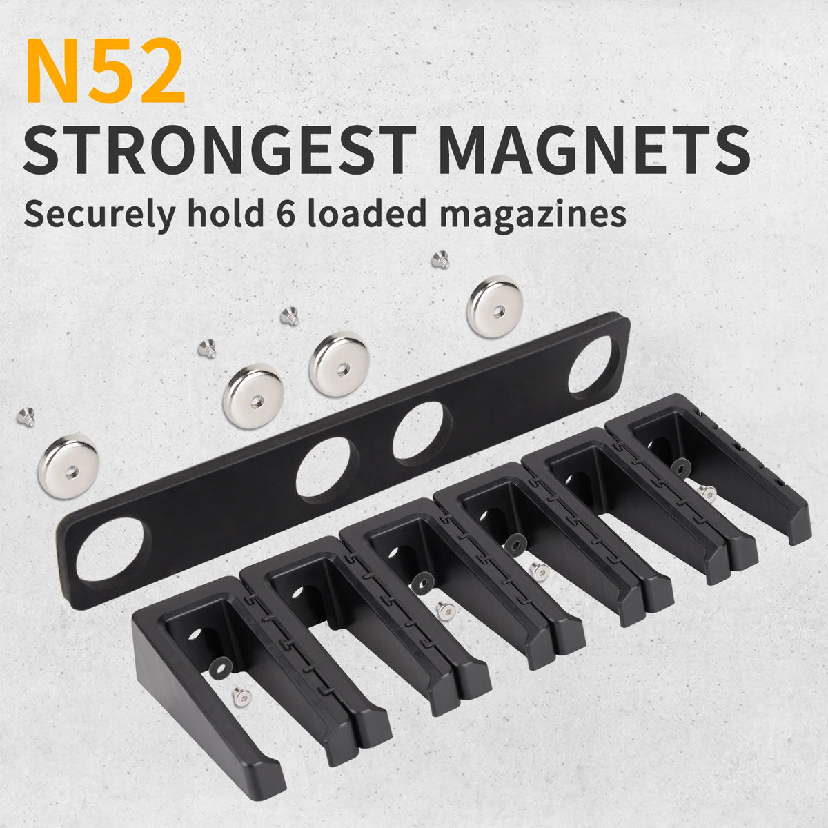 Adoreal Magnetic AR Rack Wall Mount Mag Holder for 5.56 .223 Magazines Wall Magnet AR Mag for Glock G17 G19 G22 G34 G43X Taurus