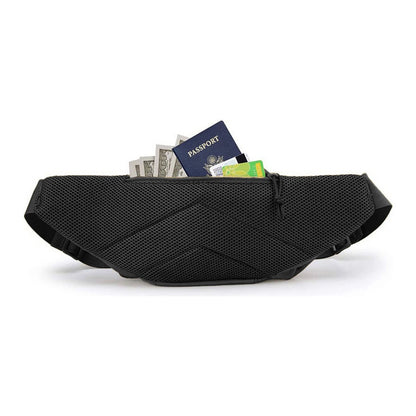 Multi pocket waist bag with adjustable waistband, breathable back, and Magic Sticky for hiking and hunting trips