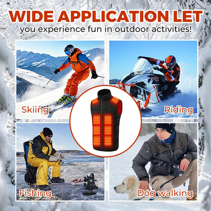 Heated Vest 21 Heating Areas Carbon Fiber Fast Heating 3 Levels Temperature Control Windproof Outdoor Riding Skiing Winter Coat