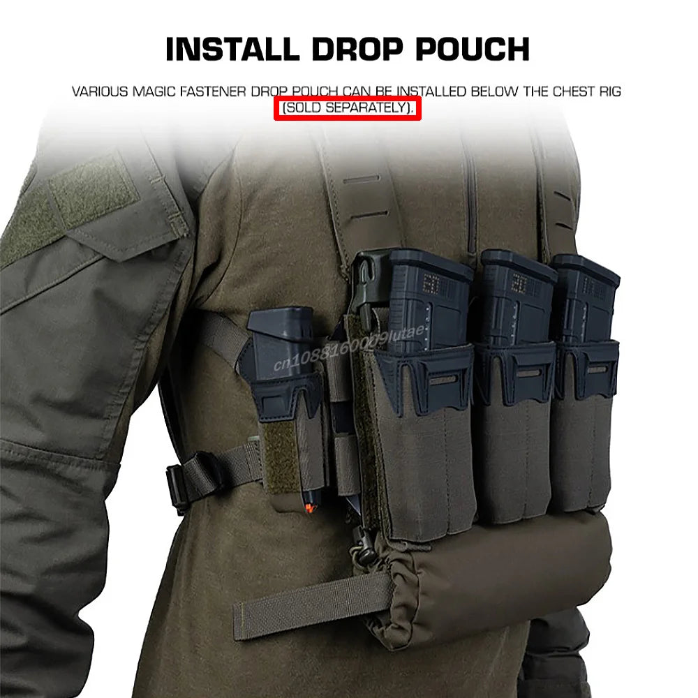 K Style Tactical Chest Rig Set with Triple Mag Pouch 2Nd Layer Admin Pouch Modular Field Strap KZ MOLLE Expansion Hunting Gear